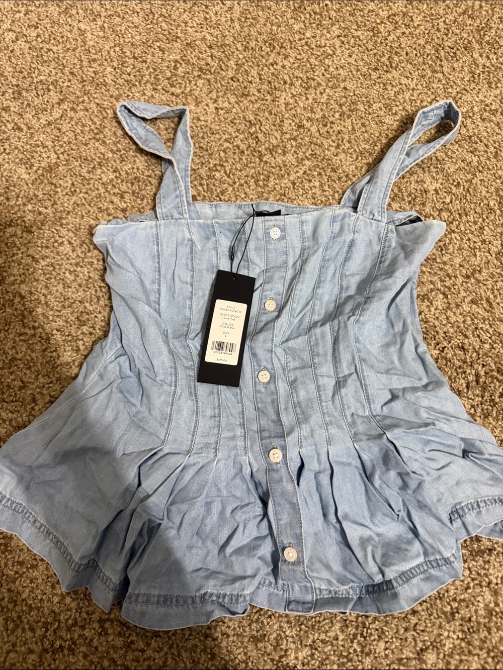 Nwt Veronica beard size 2 Light Blue Sleeveless Button-Front Peplum Top